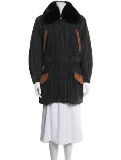 Pre-owned Adolfo Dominguez Leather Parka In Black
