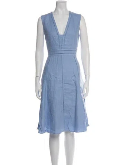 Pre-owned Adolfo Dominguez Linen Midi Length Dress In Blue