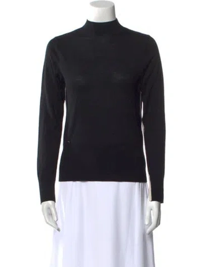 Pre-owned Adolfo Dominguez Merino Wool Mock Neck Sweater In Black