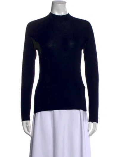 Pre-owned Adolfo Dominguez Merino Wool Mock Neck Sweater In Blue