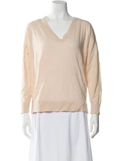 Pre-owned Adolfo Dominguez Merino Wool V-neck Sweater In Neutral