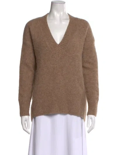 Pre-owned Adolfo Dominguez Merino Wool V-neck Sweater In Neutral
