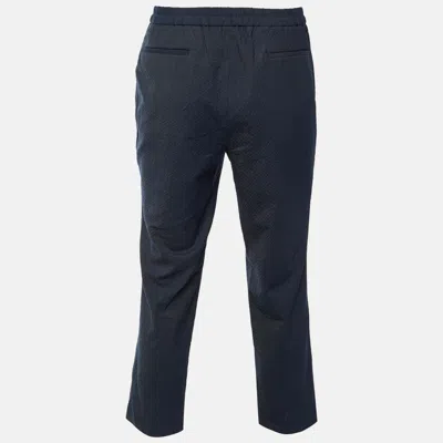 Pre-owned Adolfo Dominguez Navy Blue Textured Wool Blend Pants L/waist 33"