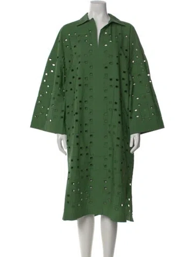 Pre-owned Adolfo Dominguez Patterned Midi Length Dress In Green