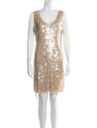 Pre-owned Adolfo Dominguez Patterned Mini Dress In Neutrals