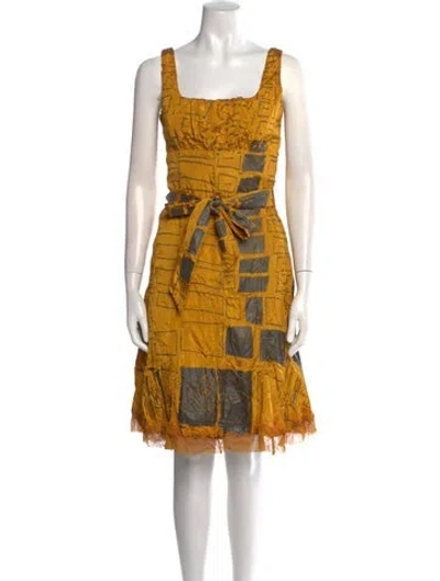 Pre-owned Adolfo Dominguez Printed Knee-length Dress In Yellow