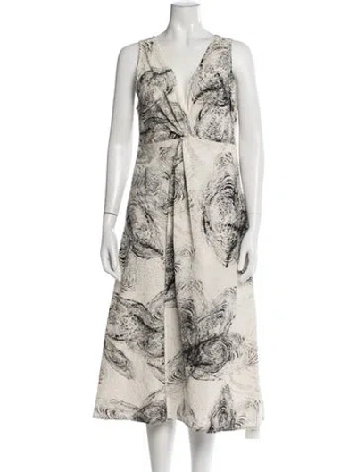 Pre-owned Adolfo Dominguez Printed Midi Length Dress In Neutrals