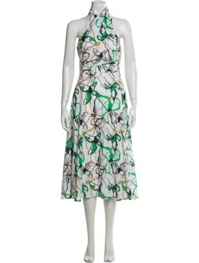 Pre-owned Adolfo Dominguez Printed Midi Length Dress W/ Tags In Blue
