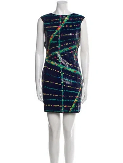 Pre-owned Adolfo Dominguez Printed Mini Dress In Blue