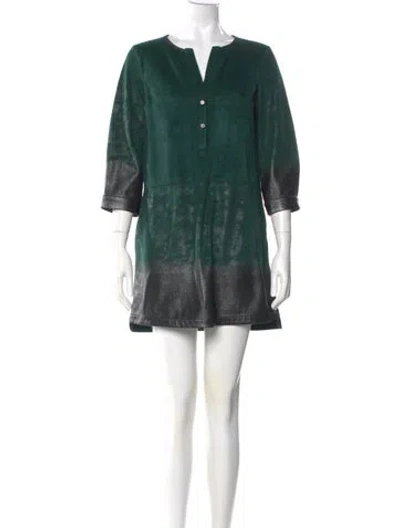 Pre-owned Adolfo Dominguez Printed Mini Dress In Green