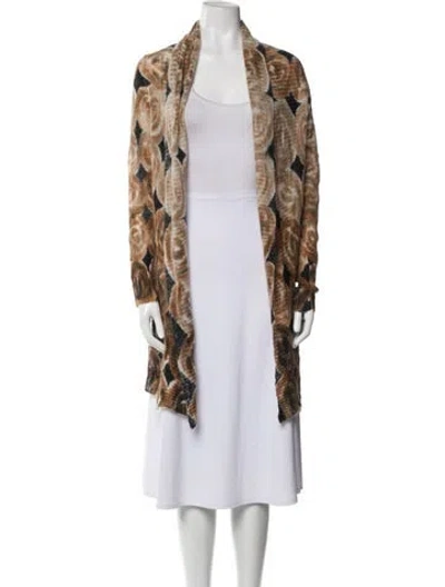 Pre-owned Adolfo Dominguez Printed Open Front Sweater In White