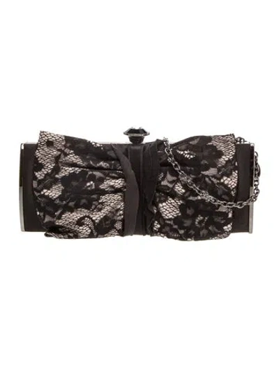 Pre-owned Adolfo Dominguez Satin Clutch In Black