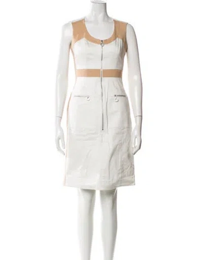 Pre-owned Adolfo Dominguez Scoop Neck Knee-length Dress In White