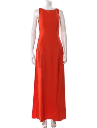 Pre-owned Adolfo Dominguez Scoop Neck Long Dress In Orange