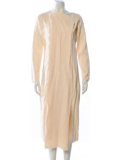 Pre-owned Adolfo Dominguez Scoop Neck Midi Length Dress In Neutral