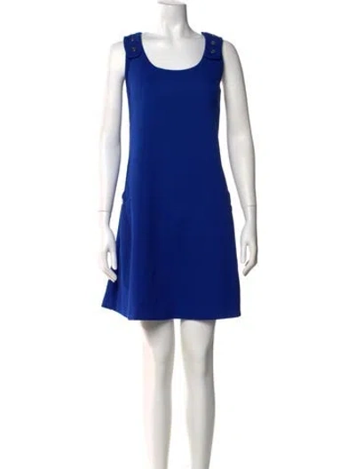 Pre-owned Adolfo Dominguez Scoop Neck Mini Dress In Blue
