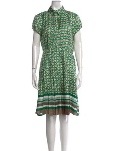 Pre-owned Adolfo Dominguez Silk Knee-length Dress In Green