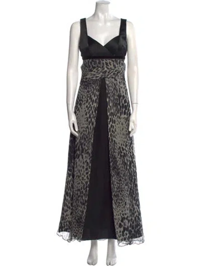 Pre-owned Adolfo Dominguez Silk Long Dress In Black