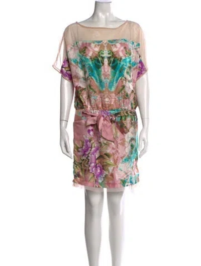Pre-owned Adolfo Dominguez Silk Mini Dress In Multicolor
