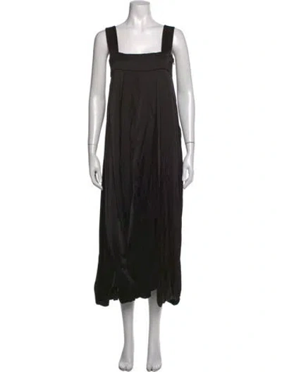 Pre-owned Adolfo Dominguez Square Neckline Midi Length Dress In Black