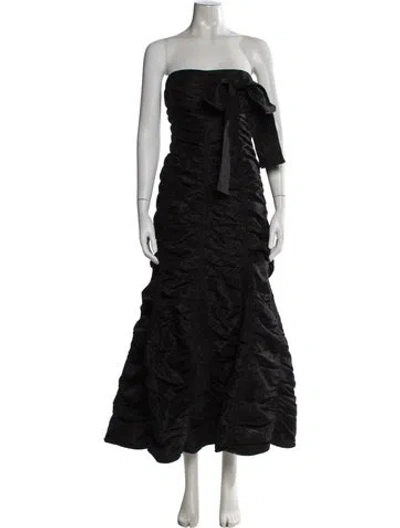 Pre-owned Adolfo Dominguez Strapless Long Dress In Black