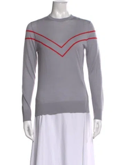 Pre-owned Adolfo Dominguez Striped Crew Neck Sweater In Gray