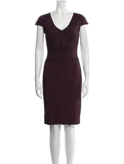 Pre-owned Adolfo Dominguez Striped Knee-length Dress In Burgundy/purple