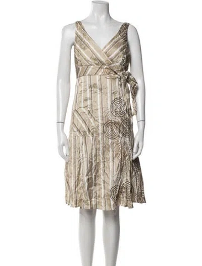 Pre-owned Adolfo Dominguez Striped Knee-length Dress In Neutrals