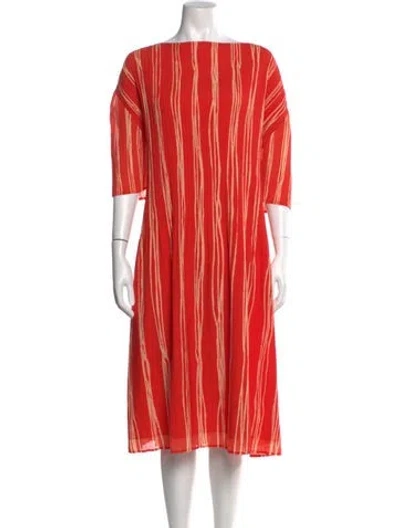 Pre-owned Adolfo Dominguez Striped Midi Length Dress In Orange