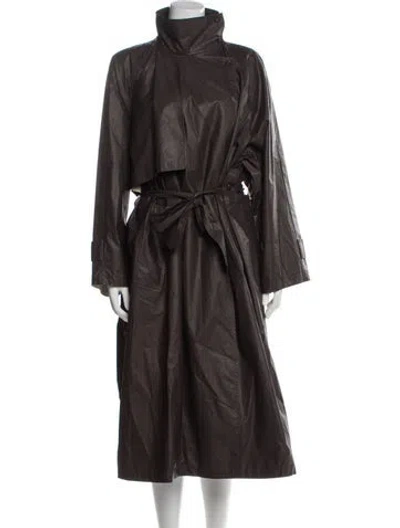 Pre-owned Adolfo Dominguez Trench Coat In Brown