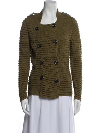 Pre-owned Adolfo Dominguez Tweed Pattern Blazer In Green