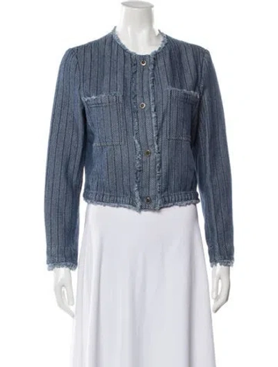 Pre-owned Adolfo Dominguez Tweed Pattern Evening Jacket In Blue