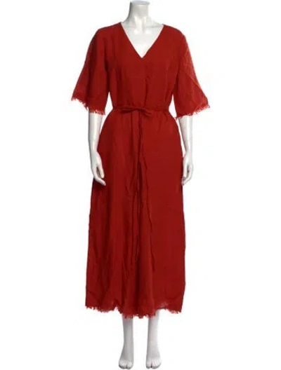 Pre-owned Adolfo Dominguez V-neck Jumpsuit In Orange