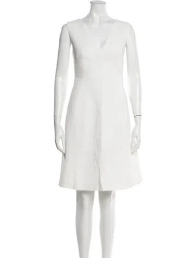 Pre-owned Adolfo Dominguez V-neck Knee-length Dress In Neutral