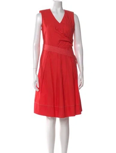 Pre-owned Adolfo Dominguez V-neck Knee-length Dress In Pink