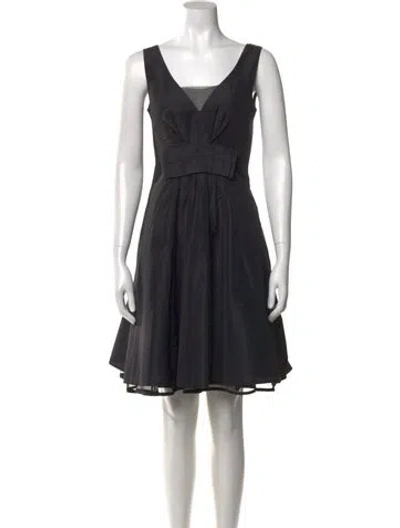 Pre-owned Adolfo Dominguez V-neck Mini Dress In Gray