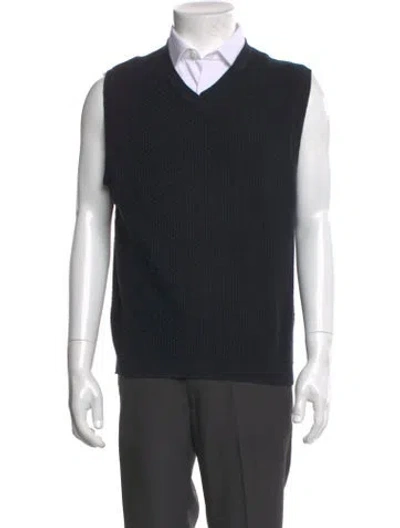 Pre-owned Adolfo Dominguez V-neck Sleeveless Sweater Vest In Black