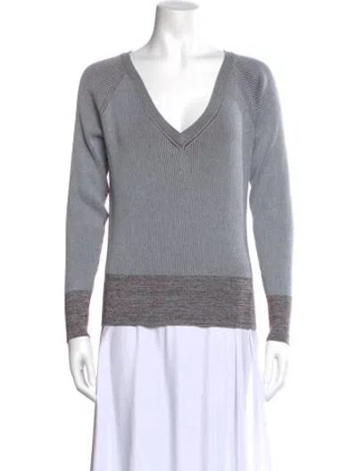 Pre-owned Adolfo Dominguez V-neck Sweater In Gray
