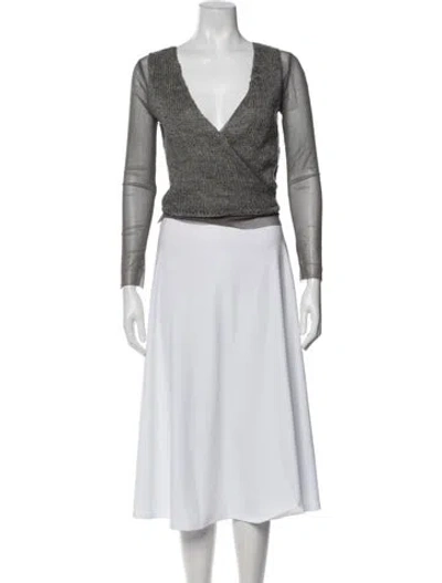 Pre-owned Adolfo Dominguez V-neck Sweater In Gray