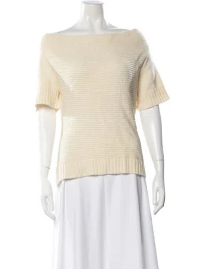 Pre-owned Adolfo Dominguez Wool Off-the-shoulder Sweater In Yellow