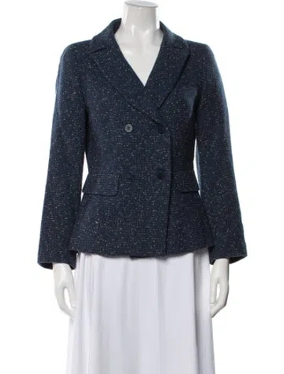 Pre-owned Adolfo Dominguez Wool Tweed Pattern Blazer In Blue