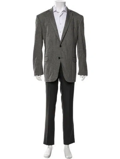 Pre-owned Adolfo Lambswool Tweed Pattern Blazer In Grey