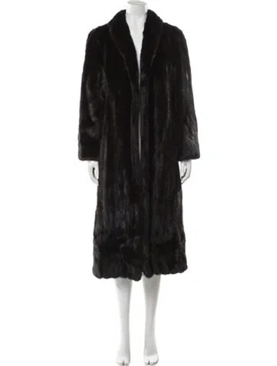 Pre-owned Adolfo Mink Fur Coat In Black