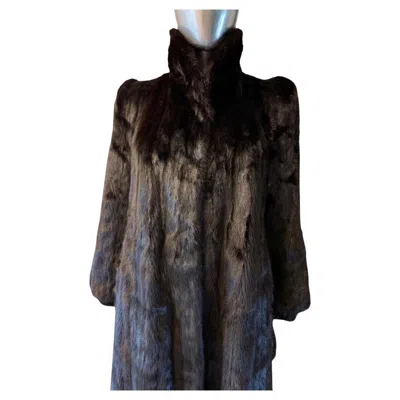 Pre-owned Adolfo New York Vintage Glamour Dark Ranch Mink Coat By Size 10-12 In Black
