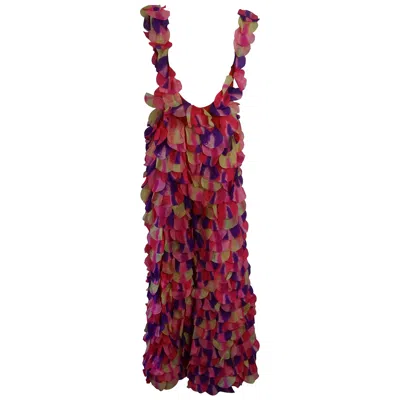 Pre-owned Adolfo Rare Vintage Bright Multicolor Petal Jumper & Overalls - 8 - 1960's In Brown