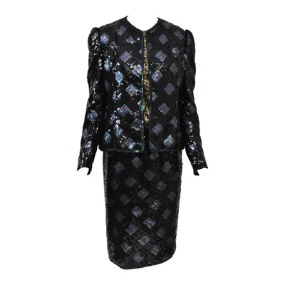 Pre-owned Adolfo Sequin And Lame Suit In Black
