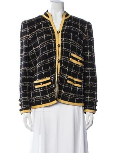 Pre-owned Adolfo Vintage 1970's Blazer In Black/yellow