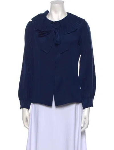 Pre-owned Adolfo Vintage 1970's Blouse In Blue
