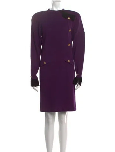 Pre-owned Adolfo Vintage Knee-length Dress In Black/purple