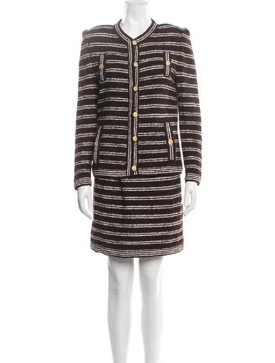Pre-owned Adolfo Vintage Late 1970's - Early 1980's Skirt Set In Brown